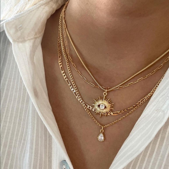 Evil Eye/Sun Burst Necklace | 14k Gold Filled - Picture 3 of 6